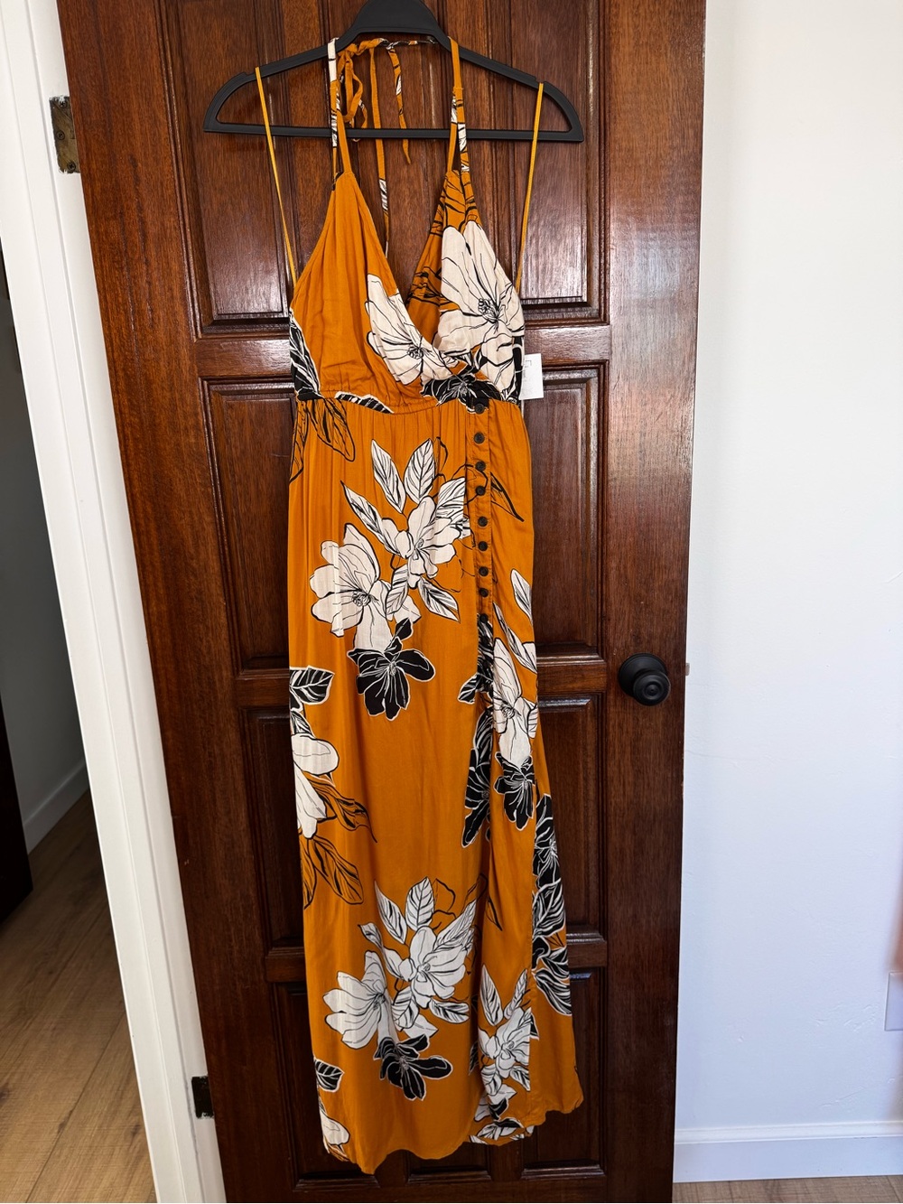 O'Neill Mustard Floral Halter Maxi Dress